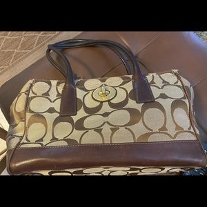 Vintage Coach Signature Canvas/Leather Large Tote Bag